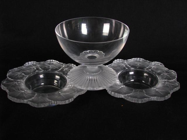 Appraisal: Lalique Crystal France Three Accessory Items including a '' pedestal