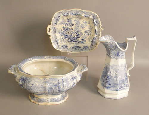 Appraisal: Light blue Staffordshire tureen pitcher and entire dish