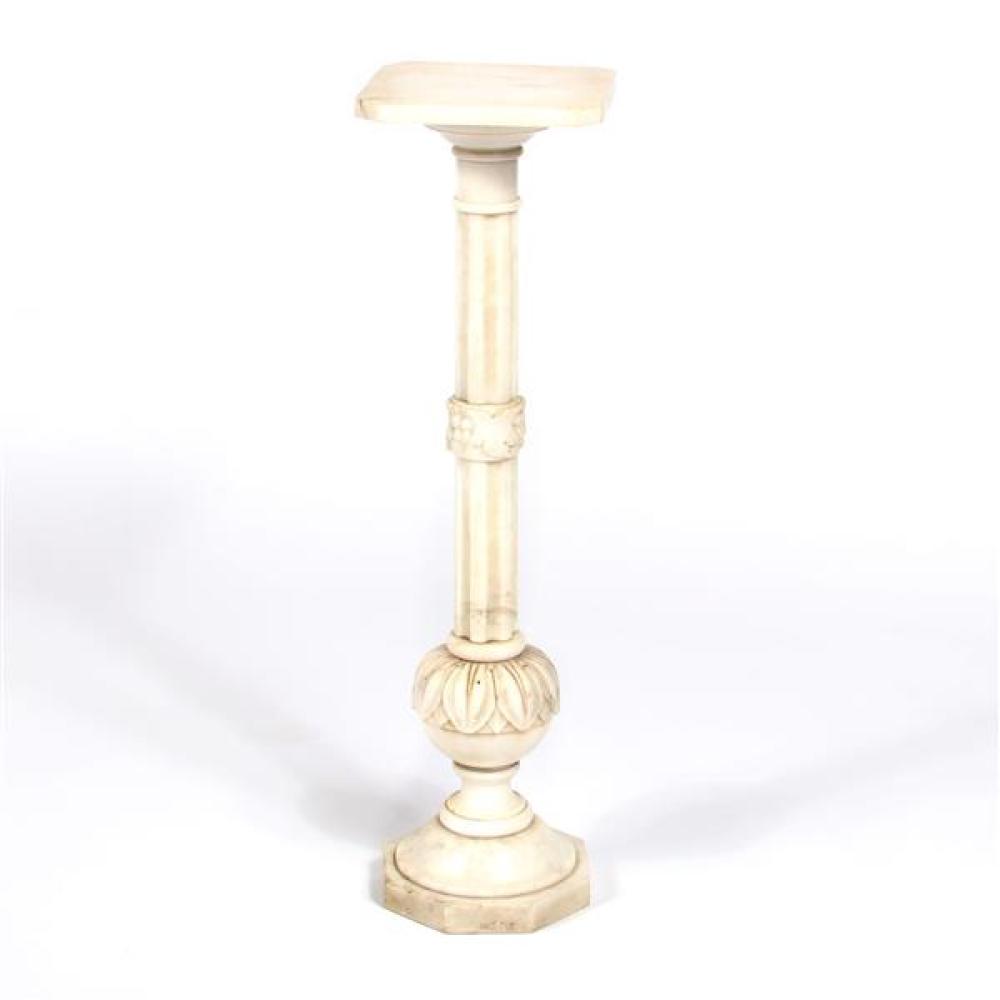 Appraisal: ANTIQUE NEOCLASSICAL SQUARE TOP CARVED ITALIAN MARBLE PEDESTAL FERN STAND