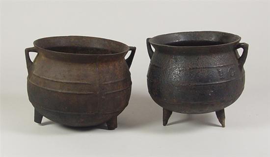 Appraisal: Early Cast Iron Pots th Century Both unmarked Three feet