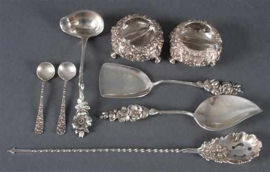 Appraisal: Group of American sterling silver serving pieces and table articles