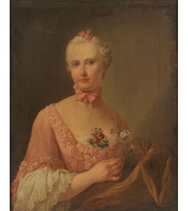 Appraisal: Portrait of th century French matron in layered finery with