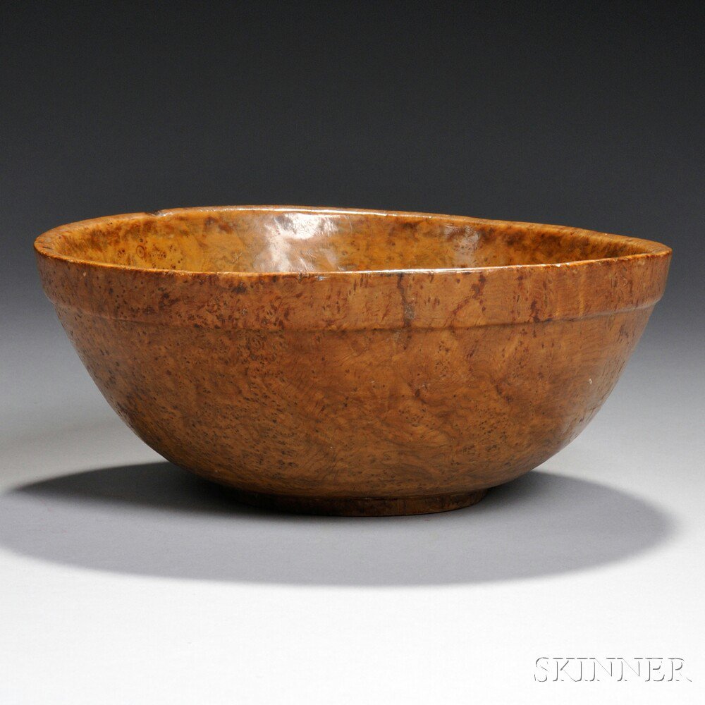 Appraisal: Small Round Turned Burl Bowl with turned collar and table