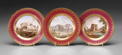 Appraisal: Three Sevres pictorial plates central circular hand-painted scenes St Paul