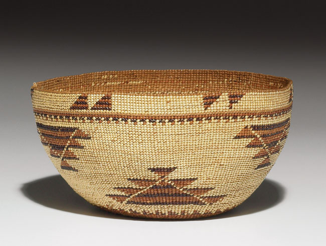 Appraisal: Karuk basket polychrome stepped geometric design w x h