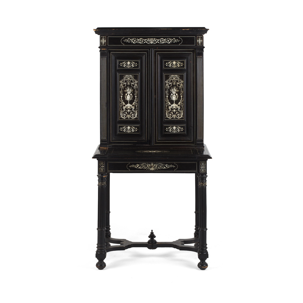 Appraisal: YITALIAN EBONY AND IVORY INLAID CABINET ON STAND TH CENTURY