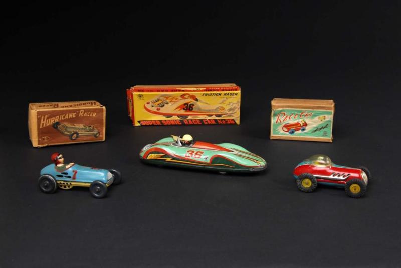 Appraisal: Lot of Tin Race Car Friction Toys Description Japanese Beautiful