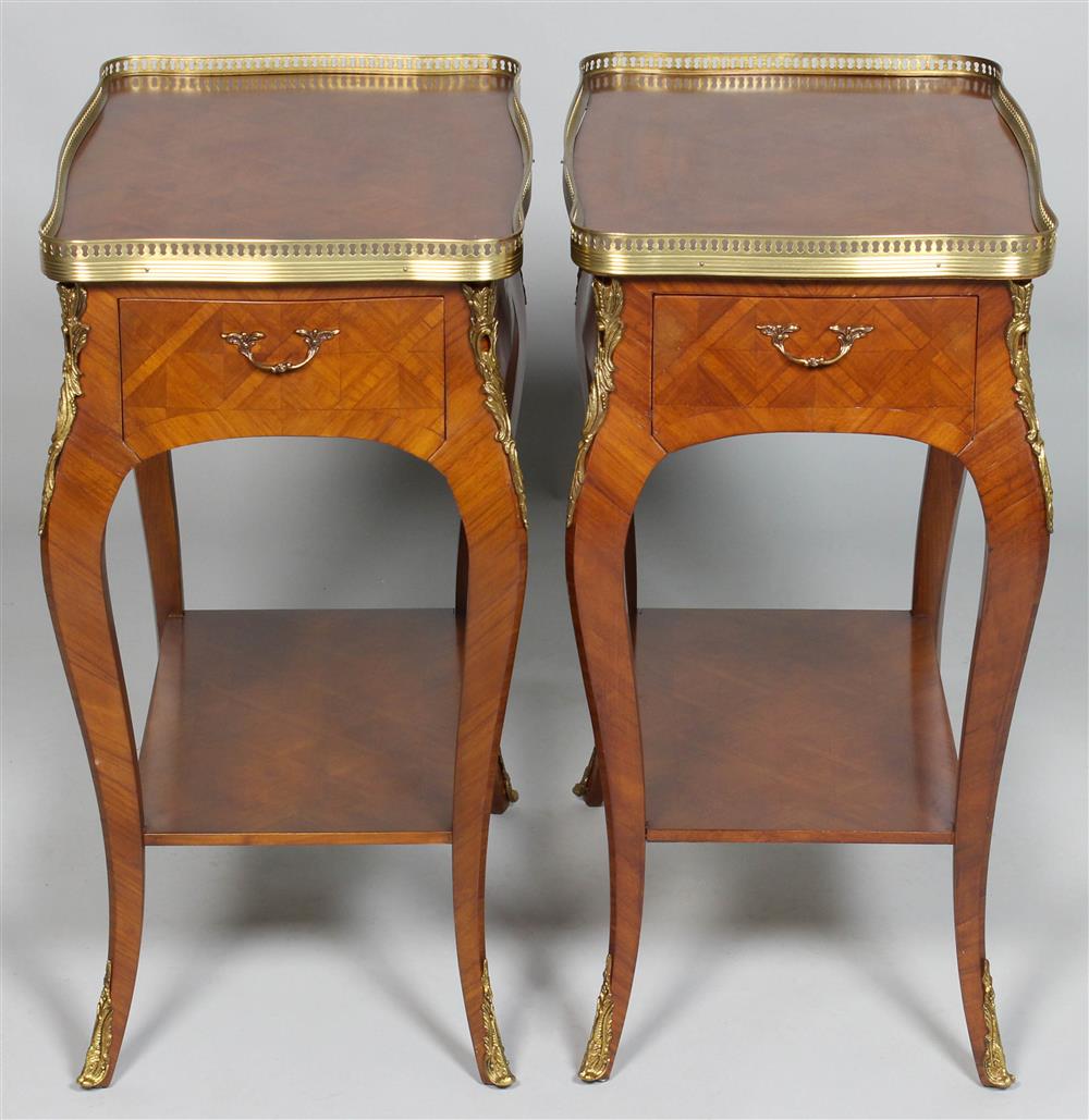 Appraisal: PAIR OF LOUIS XVI STYLE GILT BRASS MOUNTED PARQUETRY TULIPWOOD