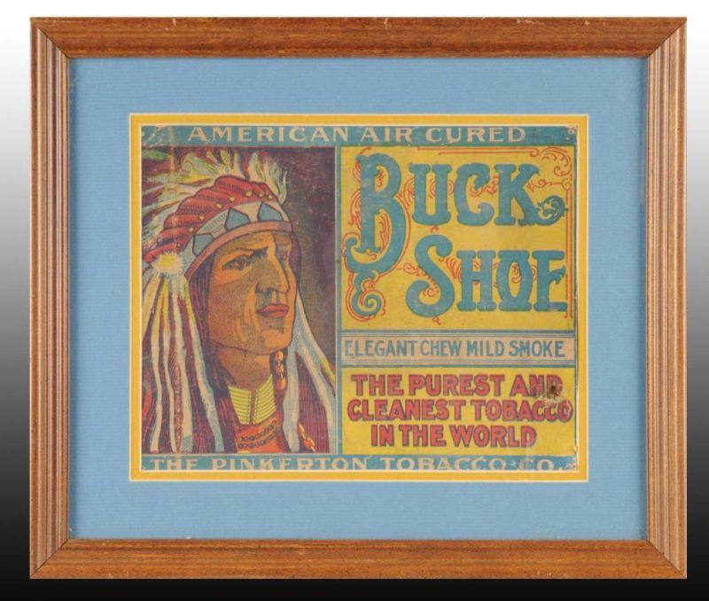 Appraisal: Buck Shoe Tobacco Cardboard Sign Description Circa to Matted and