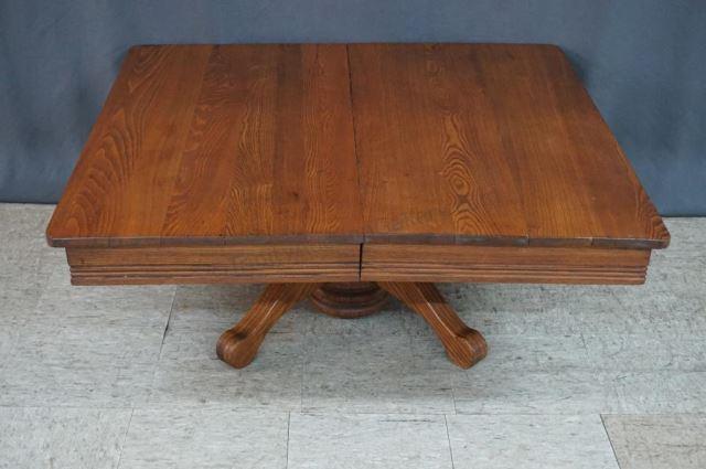 Appraisal: Primitive Large Oak Coffee Table Dining table conversion large oak