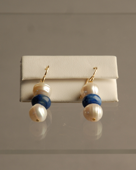 Appraisal: Lapis Lazuli and Freshwater Cultured Pearl Earrings MM with K