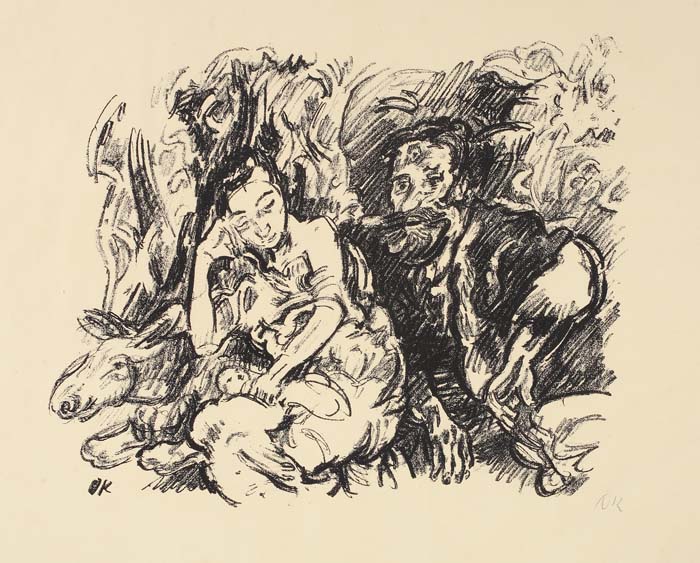 Appraisal: OSKAR KOKOSCHKA Raust auf der Flucht nach gypt Lithograph on