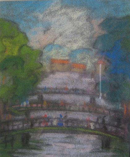 Appraisal: ELIZABETH FISHER WASHINGTON american - THE BRIDGES Pastel on paper