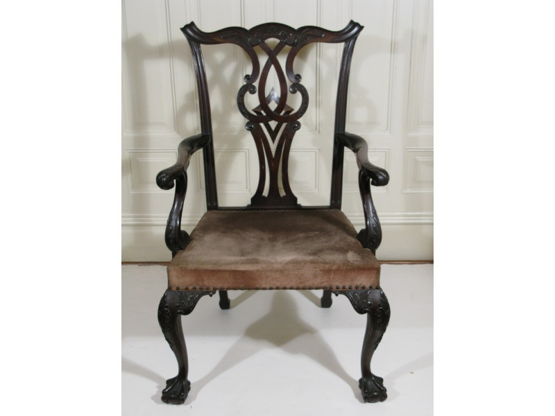 Appraisal: Chippendale Style Arm Chair English late th c mahogany pierced