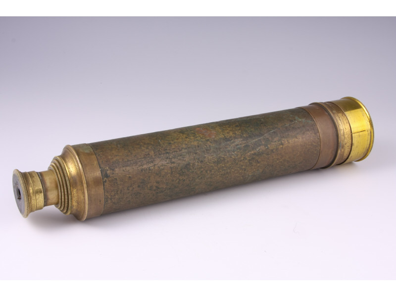 Appraisal: Antique Brass Telescope unmarked lens sliding eyepiece cover etched G