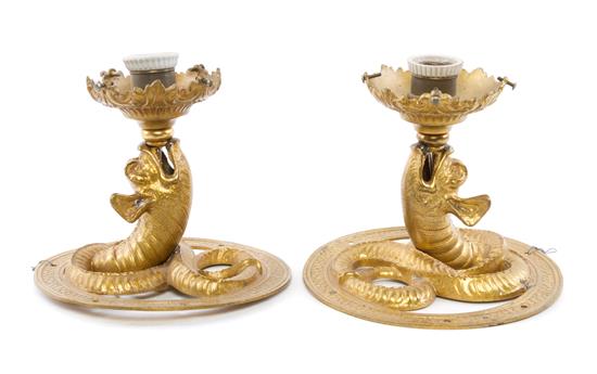 Appraisal: Sale Lot A Pair of Continental Gilt Metal Wall Sconces