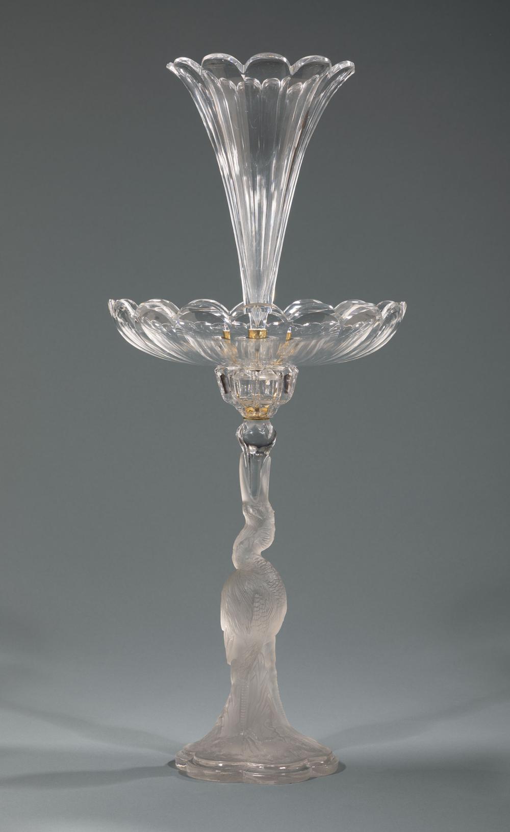 Appraisal: French Panel-Cut and Frosted Glass Epergne mid- th c probably