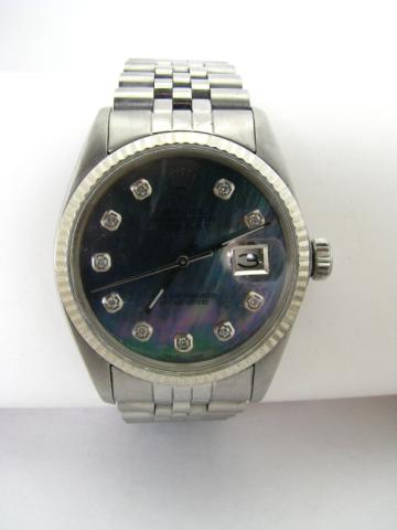 Appraisal: Gentleman's Stainless Datejust watch with quik-set white gold fluted bezel