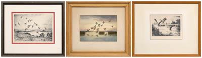 Appraisal: Hans Kleiber watercolor etchings German American - three works ducks