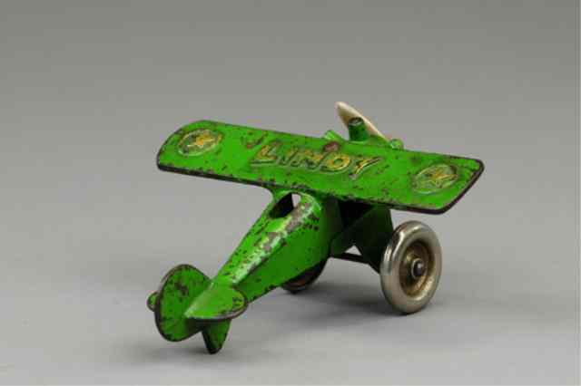 Appraisal: HUBLEY ''LINDY AIRPLANE'' Cast iron painted in green overall embossed