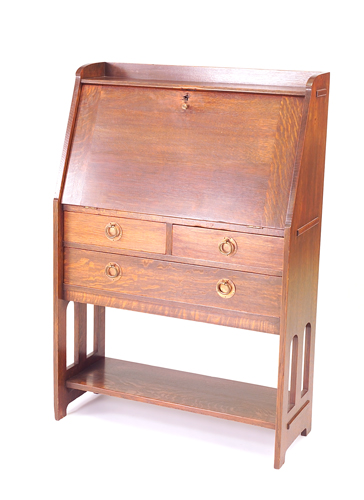 Appraisal: STICKLEY BROTHERS Attr Drop-front desk with three drawers applied tenons