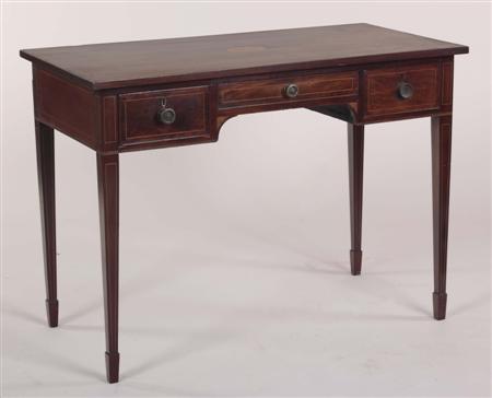 Appraisal: A Regency mahogany desk ALTERATION the boxwood strung and lozenge