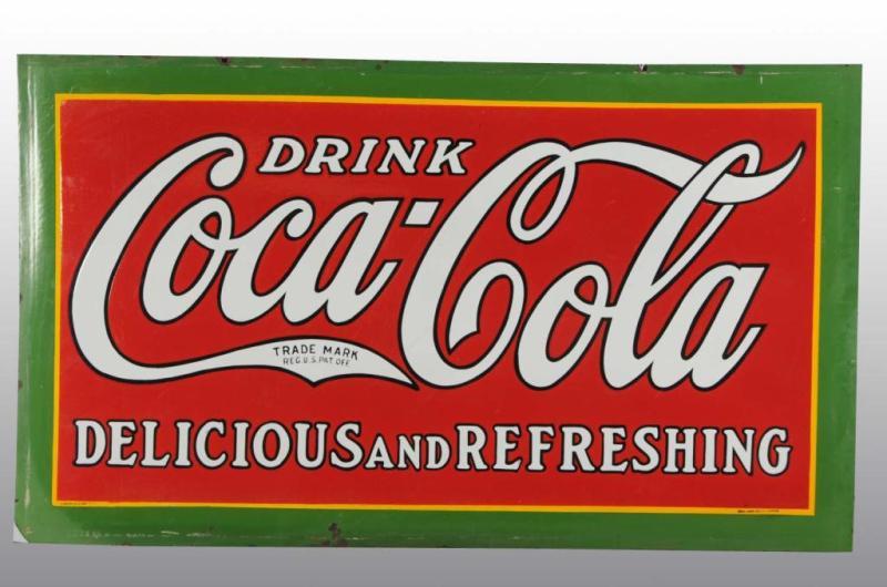 Appraisal: Porcelain Coca-Cola Sign Description One-sided version with very heavy shelving