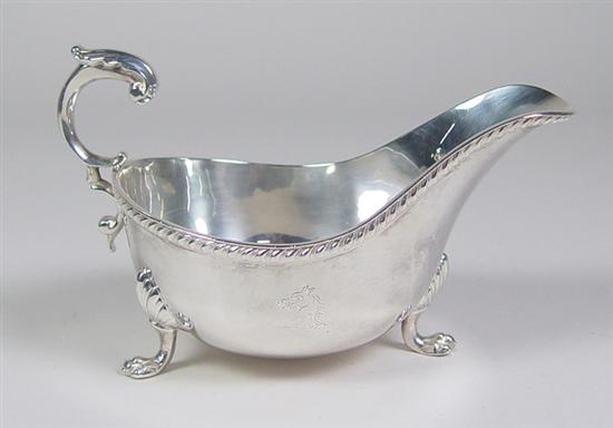 Appraisal: English Sterling Sauce Boat Rubbed hallmarks but includes crossed keys