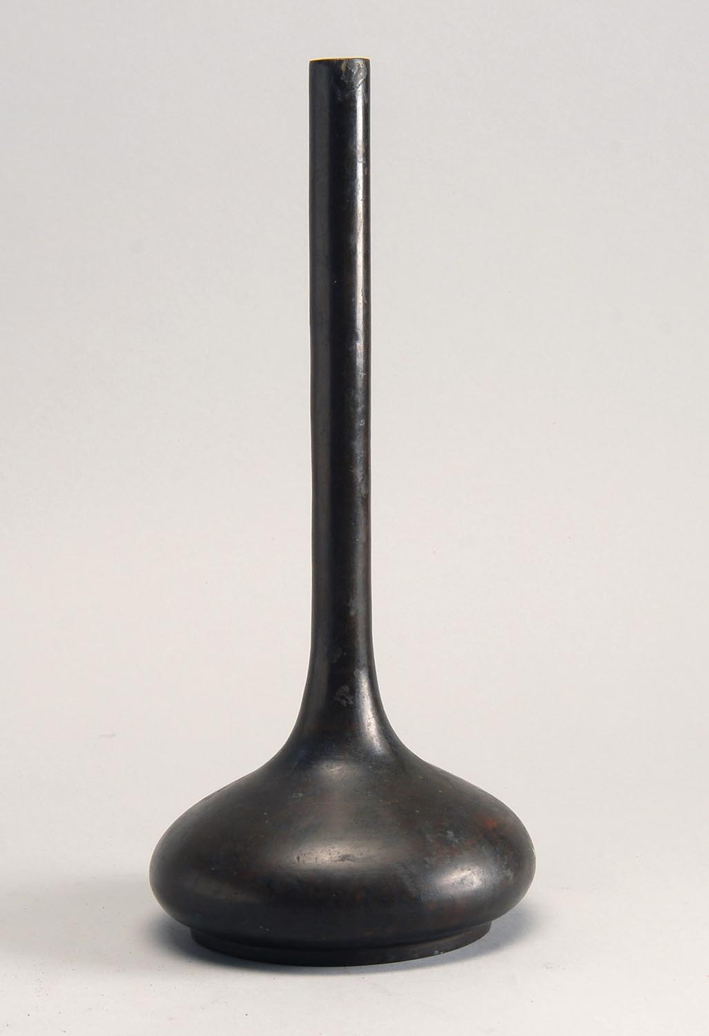 Appraisal: BRONZE STICK VASE Meiji PeriodWith ovoid base and extended cylindrical