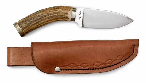 Appraisal: Contemporary Sheath Knife by Sheldon Jones This stag-handled skinner has