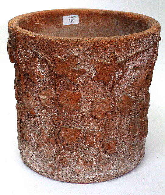 Appraisal: A VICTORIAN TERRACOTTA FLOWER POT with decoration by John Matthews