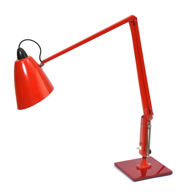 Appraisal: RED ENAMELLED ADJUSTABLE PLANET TABLE LAMP