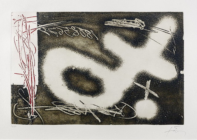 Appraisal: Antoni Tapies Spanish - Untitled from El Pendulo Inmovil V