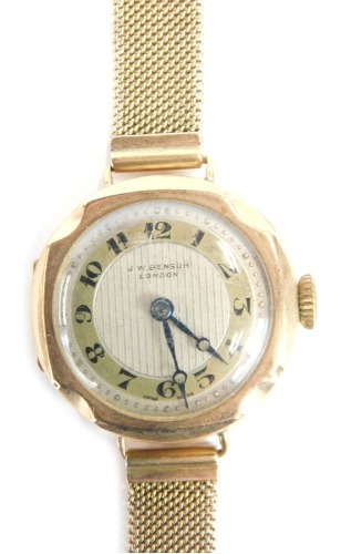 Appraisal: A ct gold JW Benson of London wristwatch with a