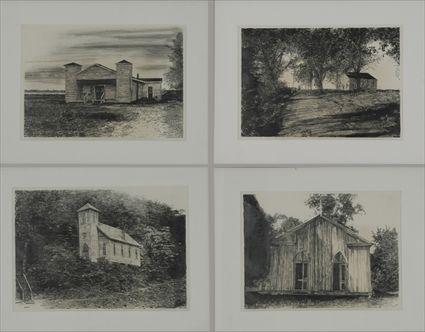 Appraisal: Stefan Wengen th C Four Views of Churches Mixed media