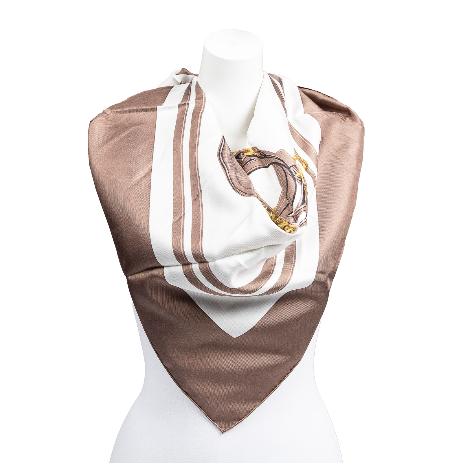 Appraisal: AN HERMES BRIDES DE GALA SCARF White brown and multicolor