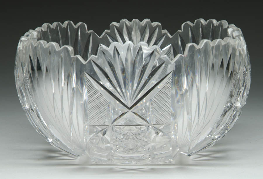 Appraisal: CUT GLASS BOWL Bowl is cut in hobstar and fan