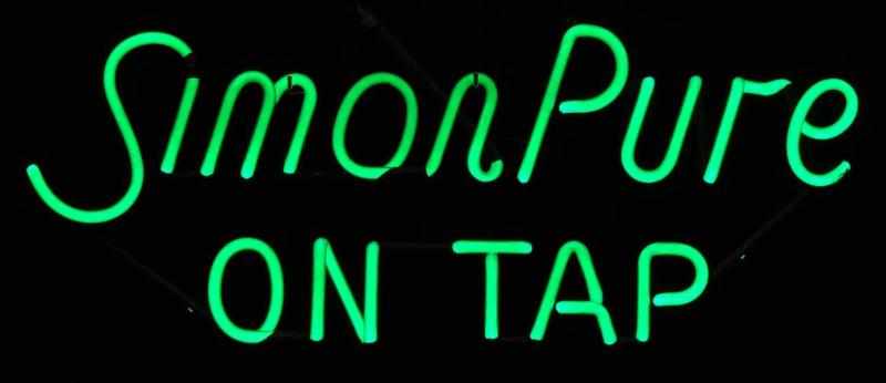 Appraisal: Simon Pure on Tap Neon Sign Description s Green neon