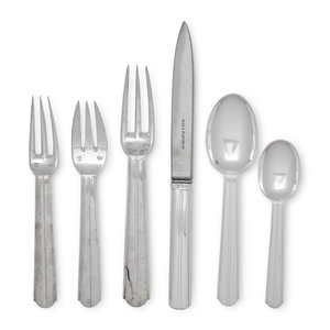 Appraisal: A Puiforcat Chantaco Silver-Plate Flatware Service Paris th Century comprising