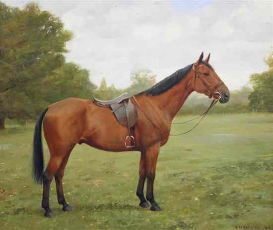 Appraisal: Francis Mabel Hollams - oil on board Chestnut horse in