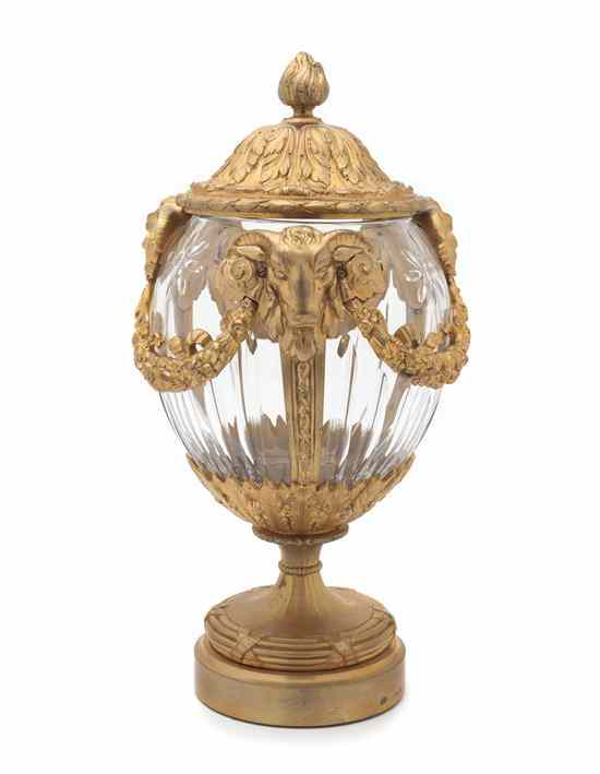 Appraisal: A Continental Cut Glass and Gilt Metal Lidded Urn having