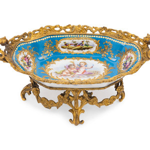 Appraisal: A S vres Style Gilt Metal Mounted Porcelain Bowl Late