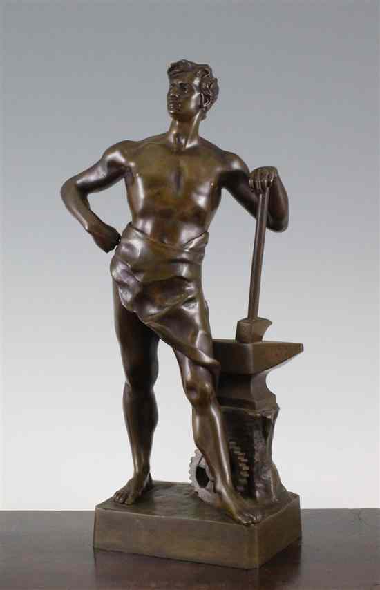 Appraisal: A late th century French bronze of 'Labour' signed Colin