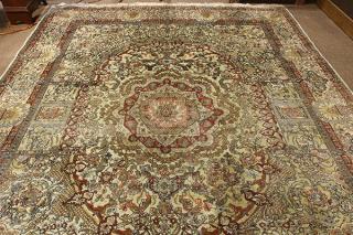 Appraisal: Kashmiri art silk Tabriz carpet ' x ' Kashmiri art