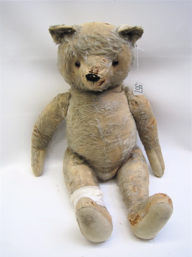 Appraisal: WHITE MOHAIR TEDDY BEAR jointed arms and legs stuffed with