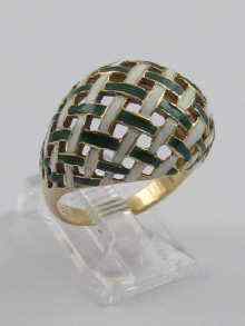 Appraisal: A yellow metal tests ct gold and enamel bombe ring