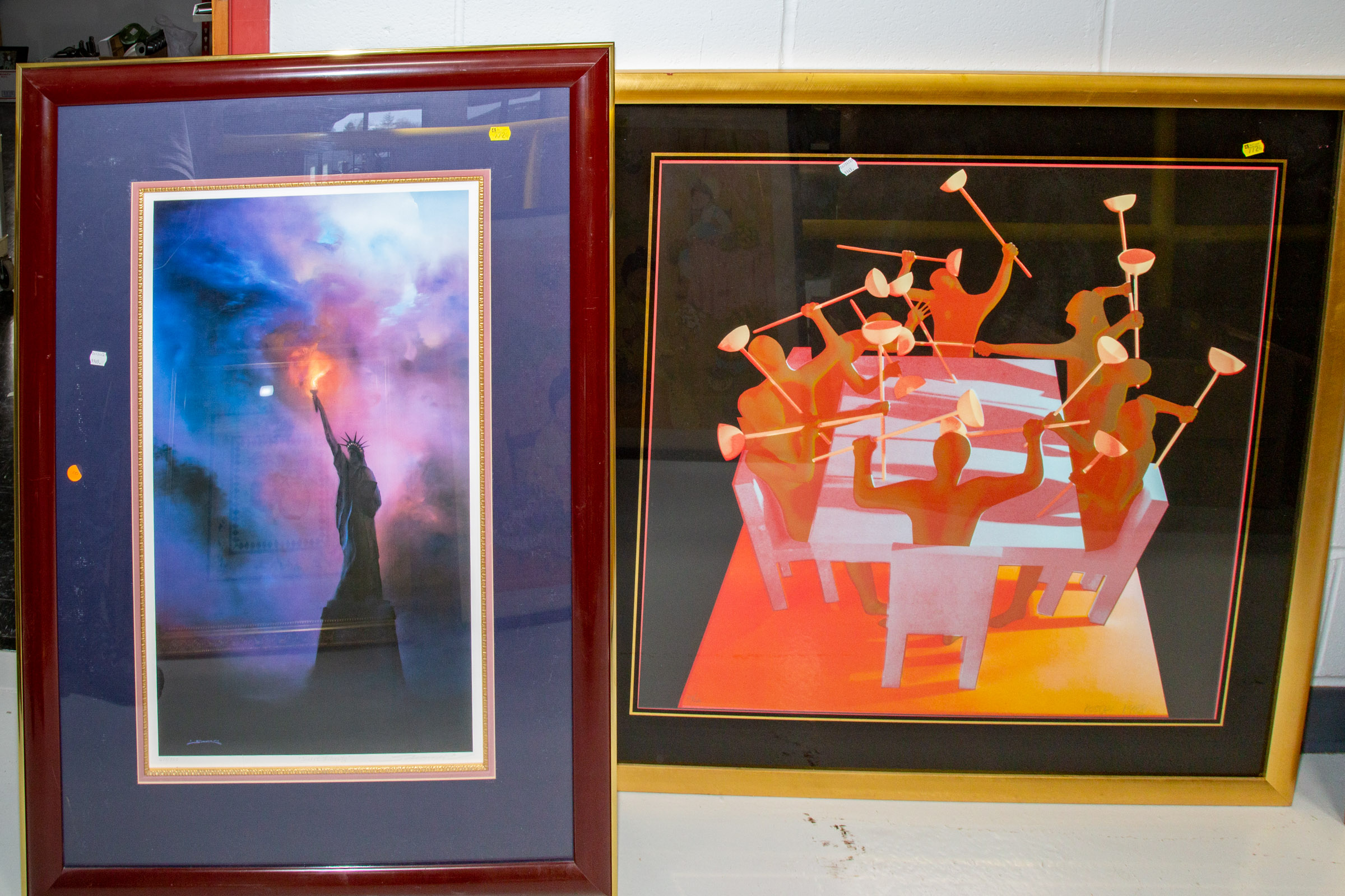 Appraisal: TWO MODERN FRAMED PRINTS Both signed