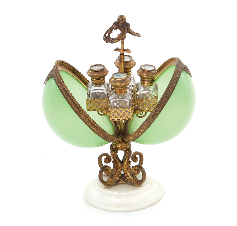 Appraisal: French opaline glass perfume casket Palais Royal th century ormolu-mounted