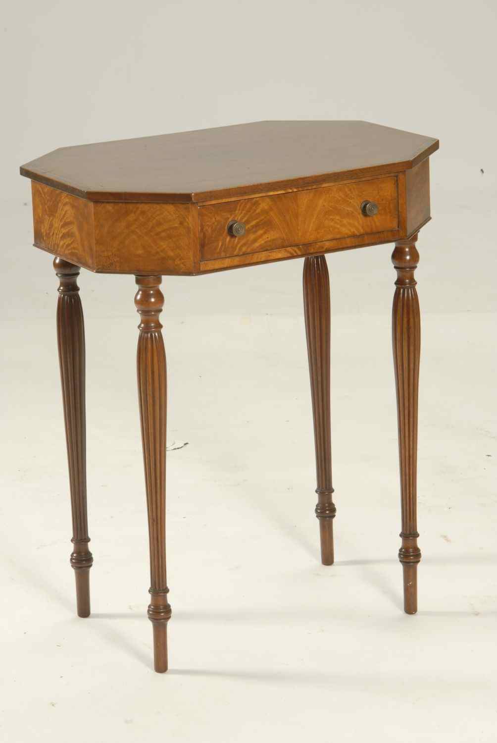 Appraisal: SHERATON-STYLE ONE-DRAWER SEWING TABLE th CenturyBench-made in the manner of