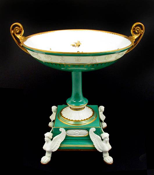 Appraisal: A Dresden porcelain footed compote raised on winged female supports